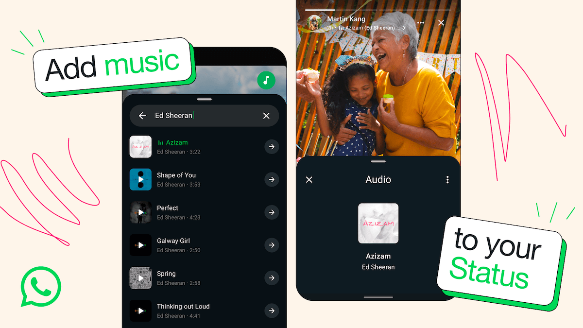 Whatsapp users can now add songs to their status updates